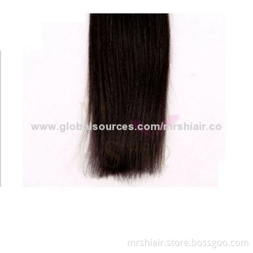 Human hair extension, virgin, yaki straight weave, natural color